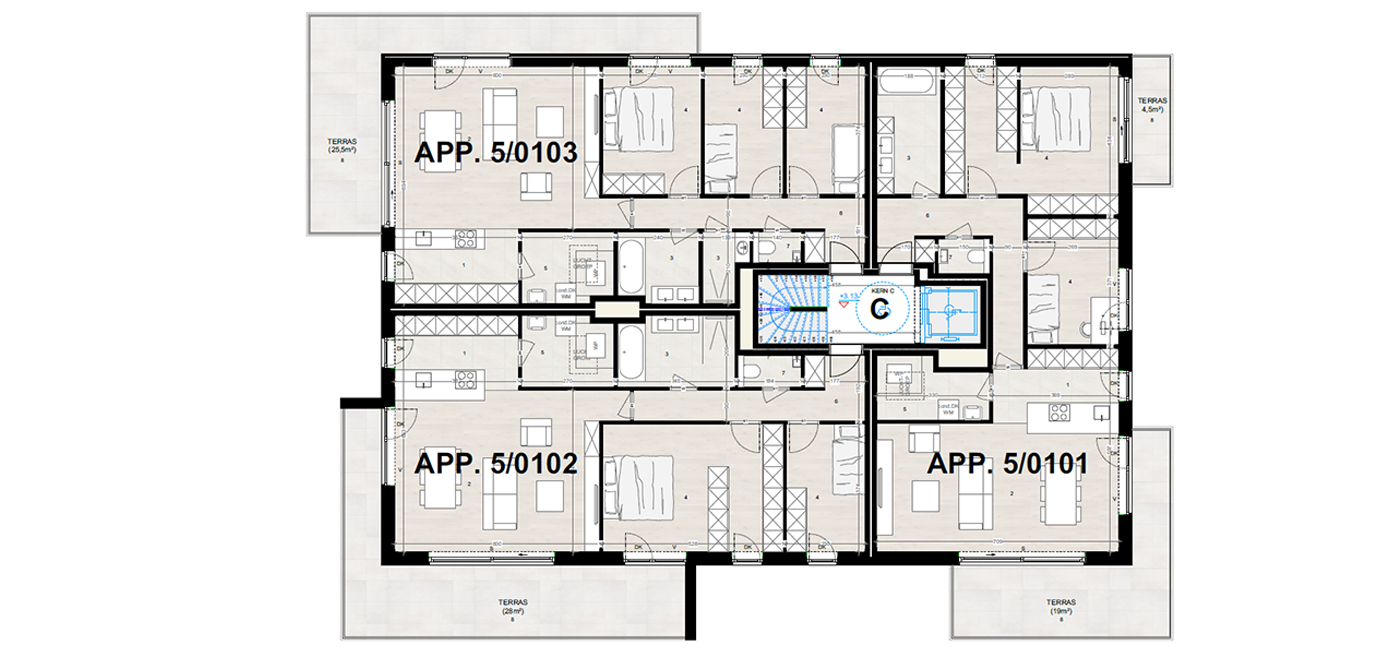 Parkappartement gebouw C Verdieping 1